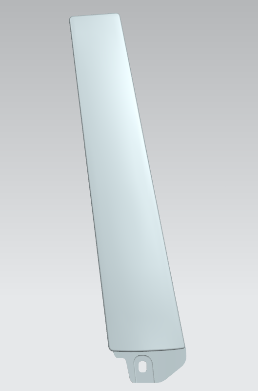Rebuilt CAD model showing the outer face and lower mounting tab