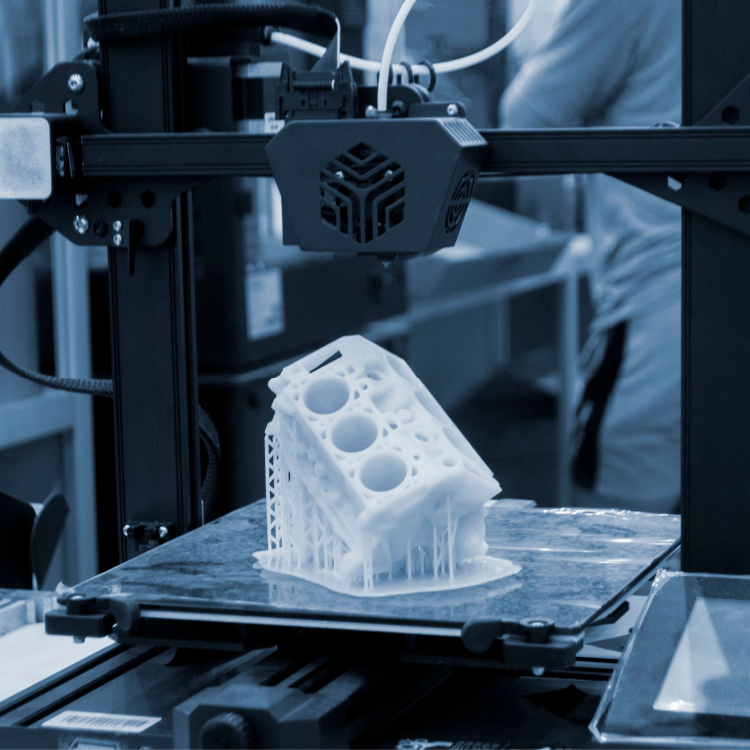 A 3D printer producing a prototype component